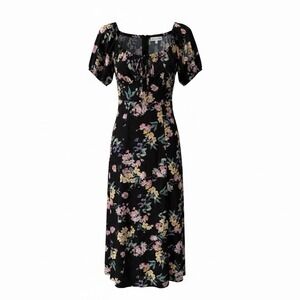 Mary & Mo Dress Women's Medium Leg Slit Black Floral